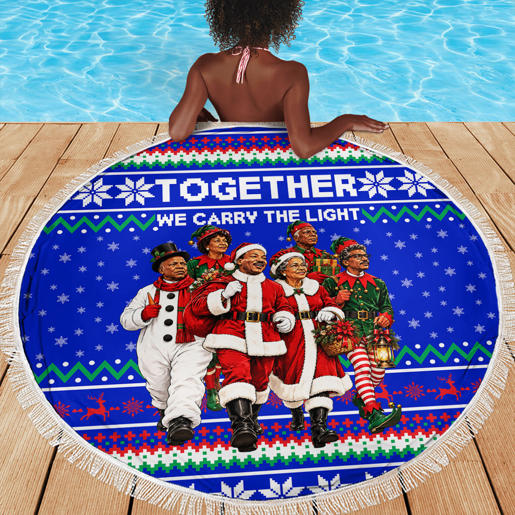 Civil Rights Leaders Christmas Beach Blanket Pattern Vintage Retro Black History Freedom Art
