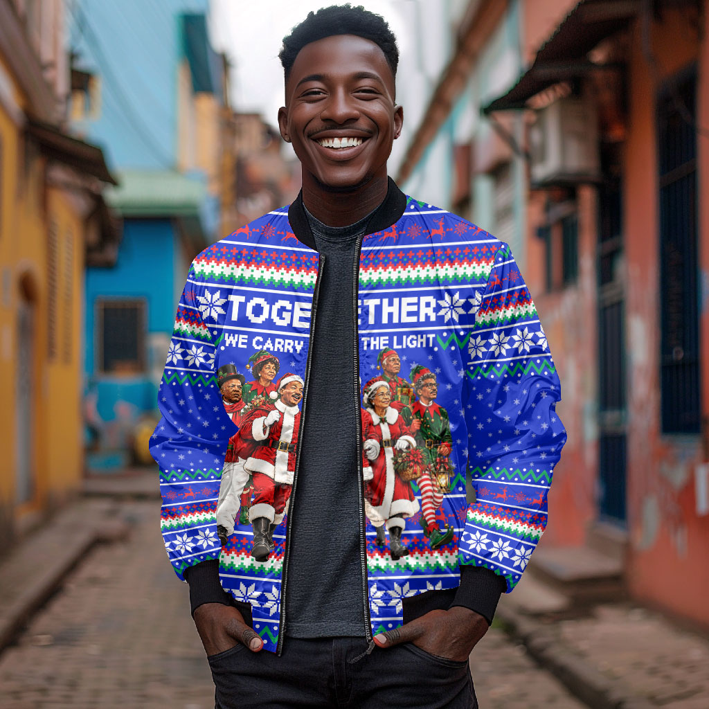 Civil Rights Leaders Christmas Bomber Jacket Pattern Vintage Retro Black History Freedom Art