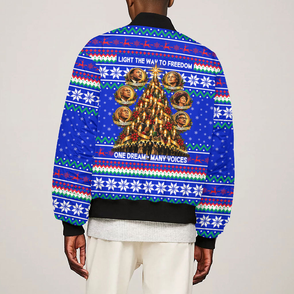 Civil Rights Leaders Christmas Bomber Jacket Pattern Vintage Retro Black History Freedom Art