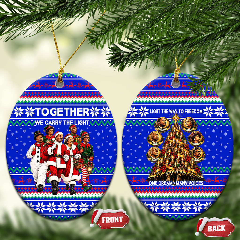 Civil Rights Leaders Christmas Ceramic Ornament Pattern Vintage Retro Black History Freedom Art