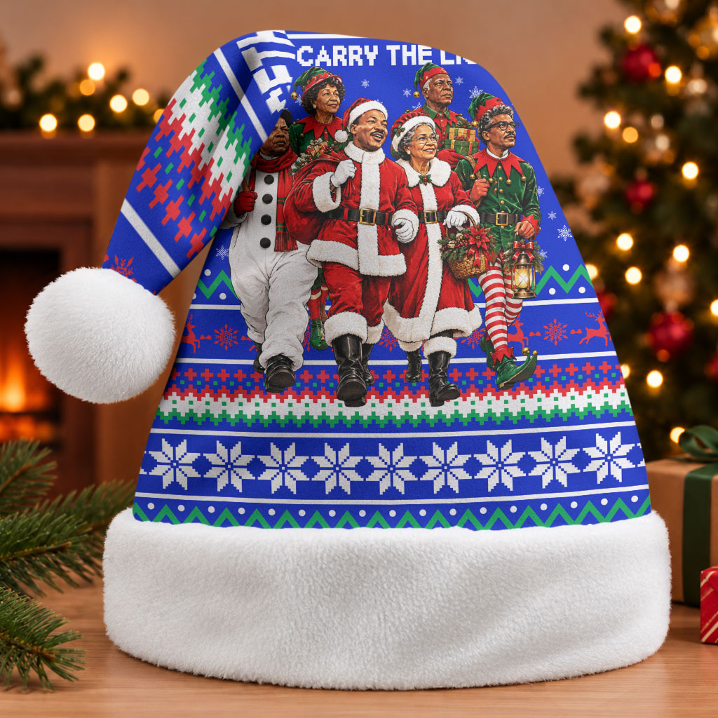 Civil Rights Leaders Christmas Santa Hat Pattern Vintage Retro Black History Freedom Art