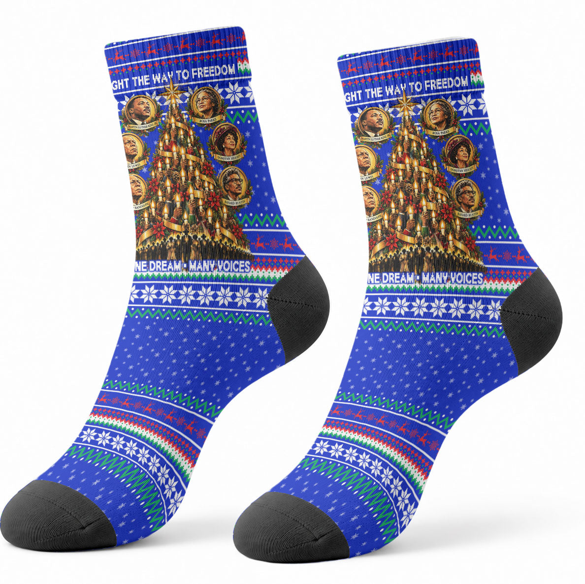 Civil Rights Leaders Christmas Crew Socks Pattern Vintage Retro Black History Freedom Art