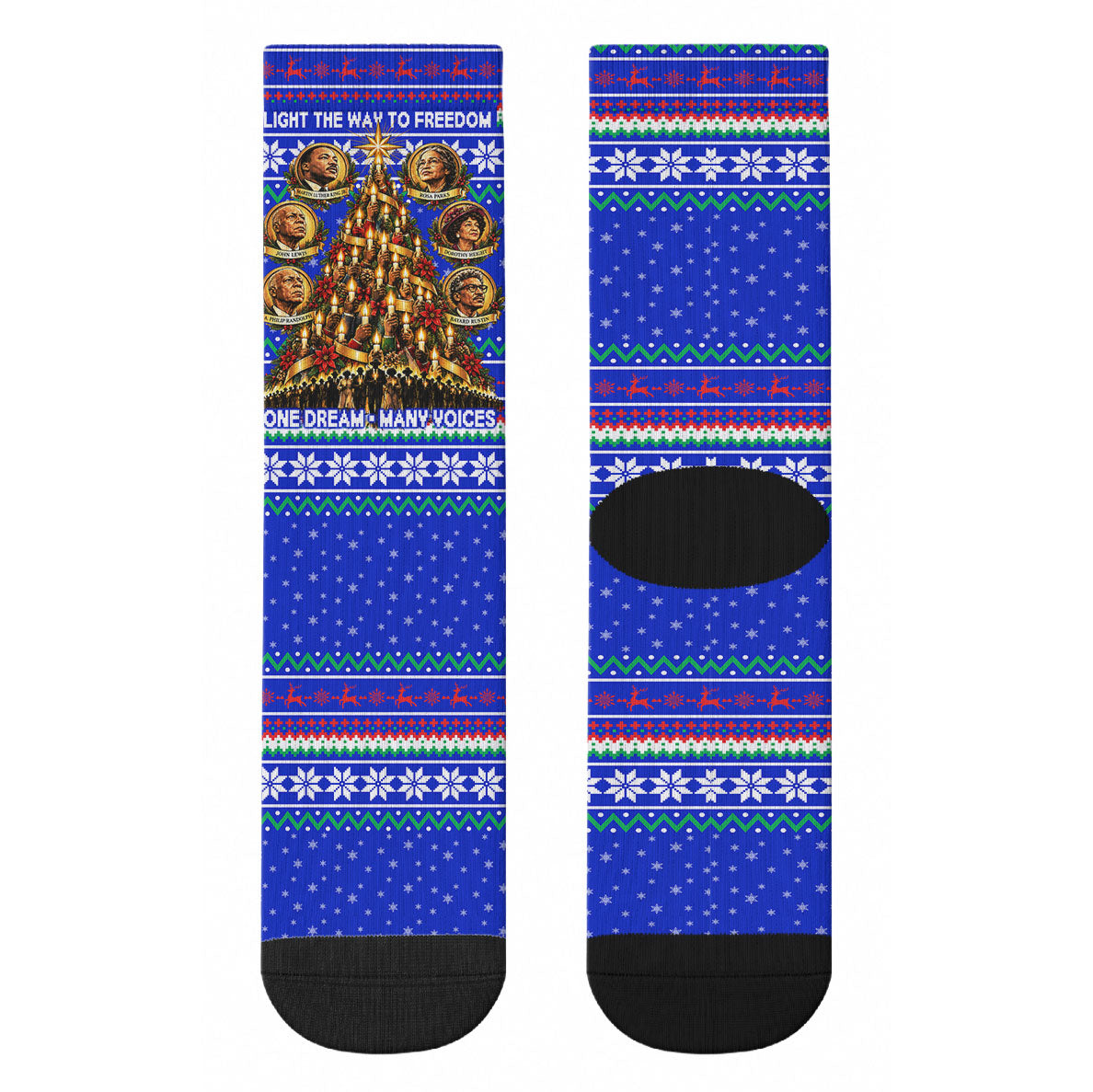 Civil Rights Leaders Christmas Crew Socks Pattern Vintage Retro Black History Freedom Art