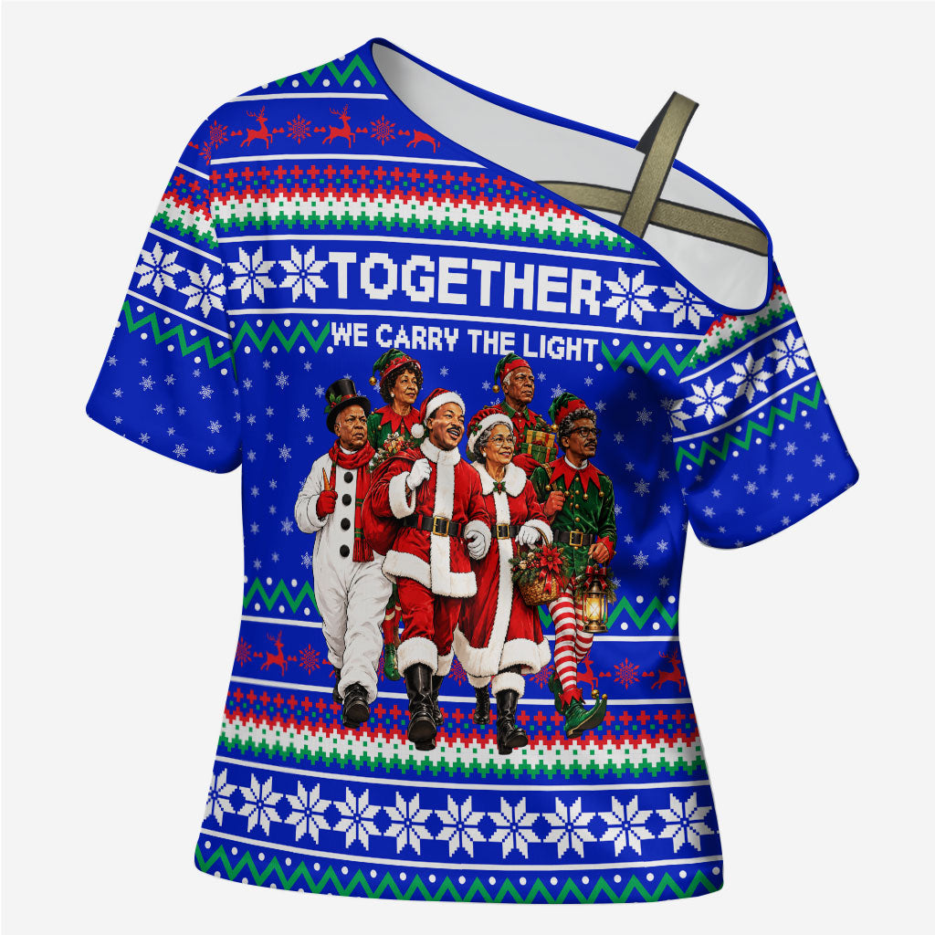Civil Rights Leaders Christmas Cross Shoulder Shirt Pattern Vintage Retro Black History Freedom Art