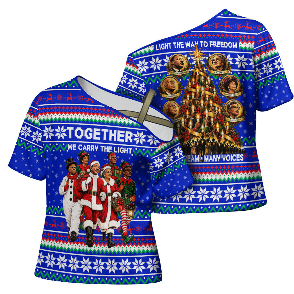 Civil Rights Leaders Christmas Cross Shoulder Shirt Pattern Vintage Retro Black History Freedom Art