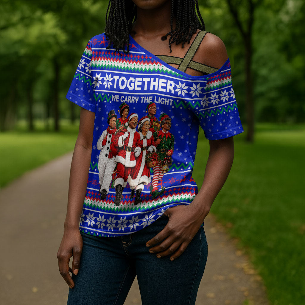 Civil Rights Leaders Christmas Cross Shoulder Shirt Pattern Vintage Retro Black History Freedom Art