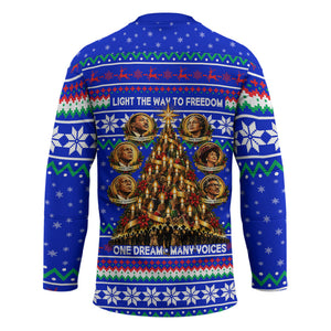 Civil Rights Leaders Christmas Hockey Jersey Pattern Vintage Retro Black History Freedom Art