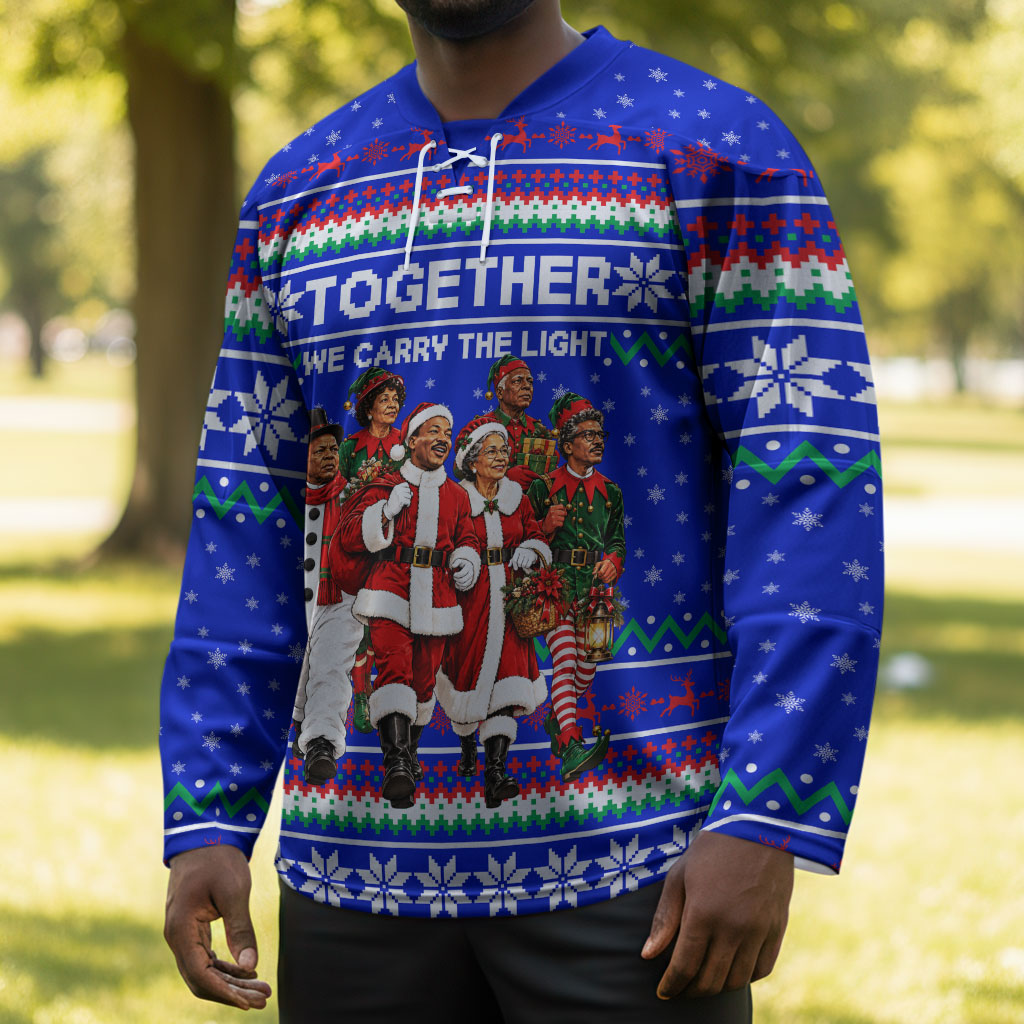 Civil Rights Leaders Christmas Hockey Jersey Pattern Vintage Retro Black History Freedom Art