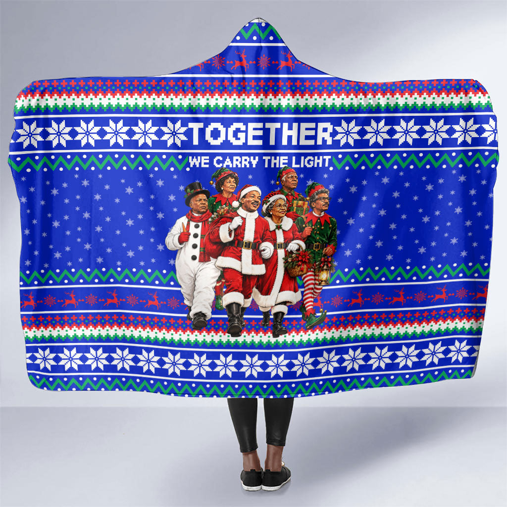 Civil Rights Leaders Christmas Hooded Blanket Pattern Vintage Retro Black History Freedom Art