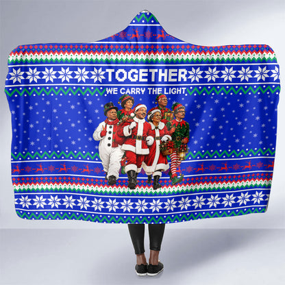 Civil Rights Leaders Christmas Hooded Blanket Pattern Vintage Retro Black History Freedom Art
