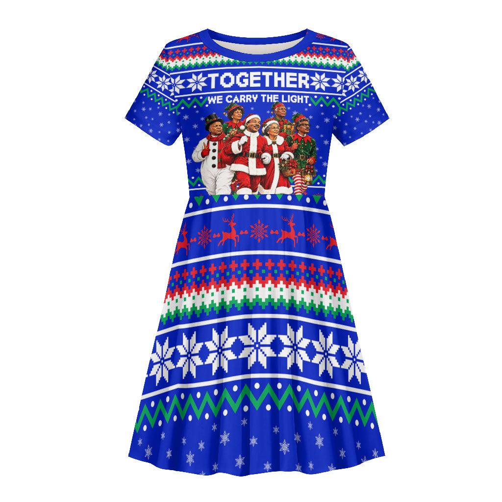 Civil Rights Leaders Christmas Kid Short Sleeve Dress Pattern Vintage Retro Black History Freedom Art