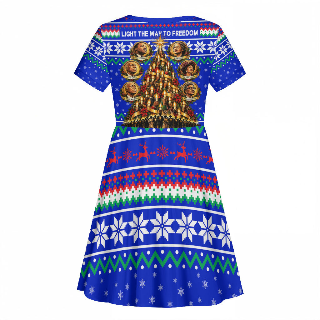 Civil Rights Leaders Christmas Kid Short Sleeve Dress Pattern Vintage Retro Black History Freedom Art
