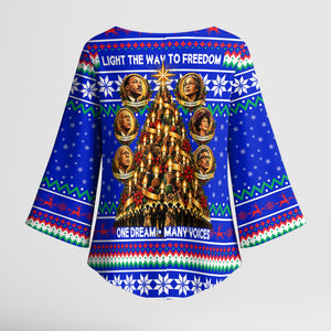 Civil Rights Leaders Christmas Kimono Sleeve Blouse Pattern Vintage Retro Black History Freedom Art