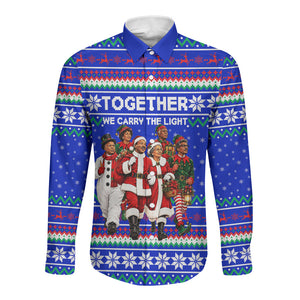 Civil Rights Leaders Christmas Long Sleeve Button Shirt Pattern Vintage Retro Black History Freedom Art