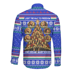 Civil Rights Leaders Christmas Long Sleeve Button Shirt Pattern Vintage Retro Black History Freedom Art