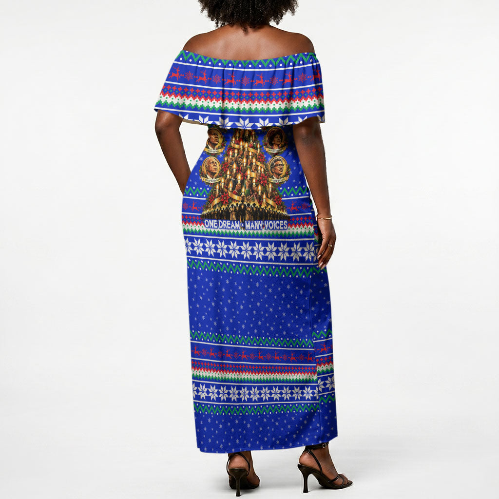 Civil Rights Leaders Christmas Off Shoulder Maxi Dress Pattern Vintage Retro Black History Freedom Art