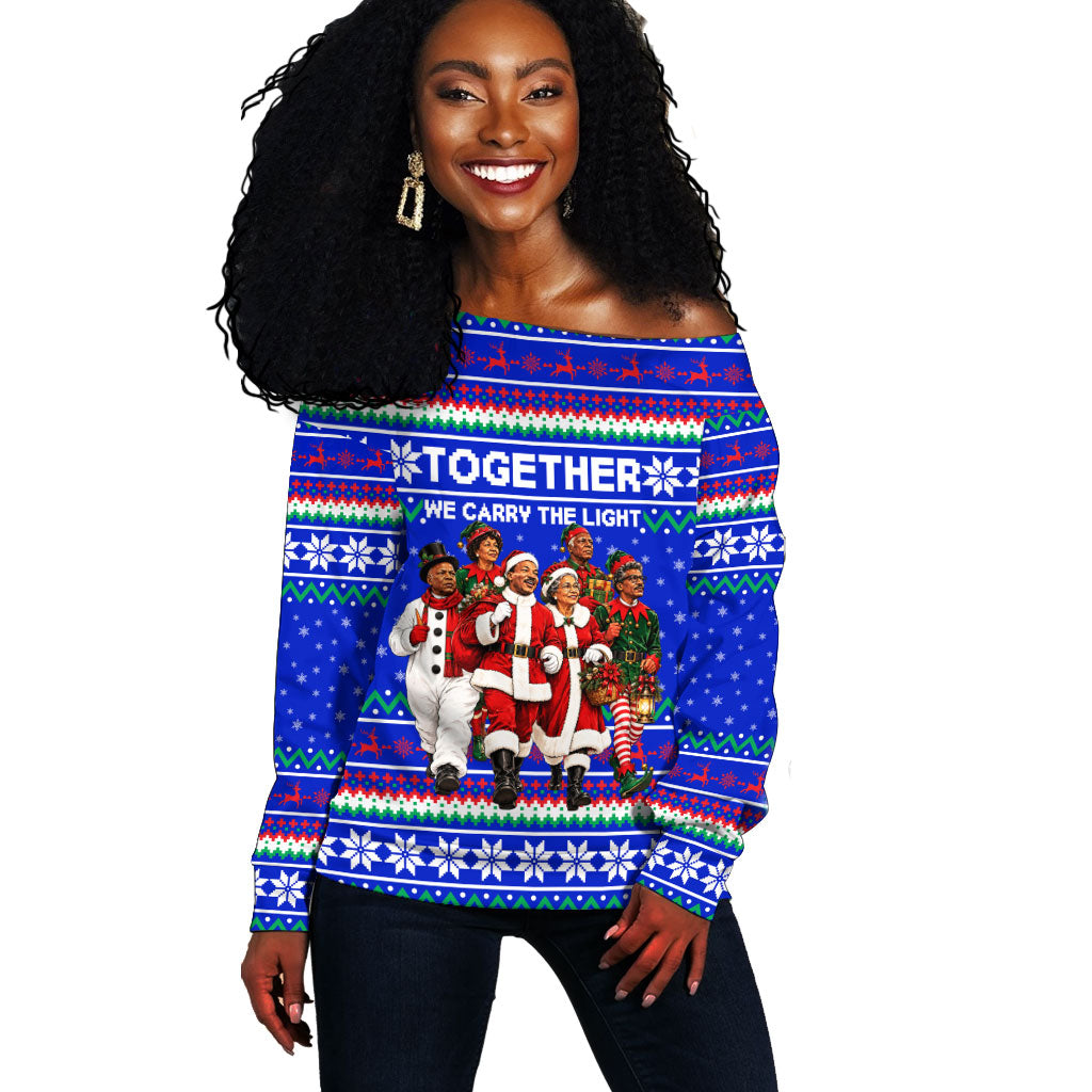 Civil Rights Leaders Christmas Off Shoulder Sweater Pattern Vintage Retro Black History Freedom Art