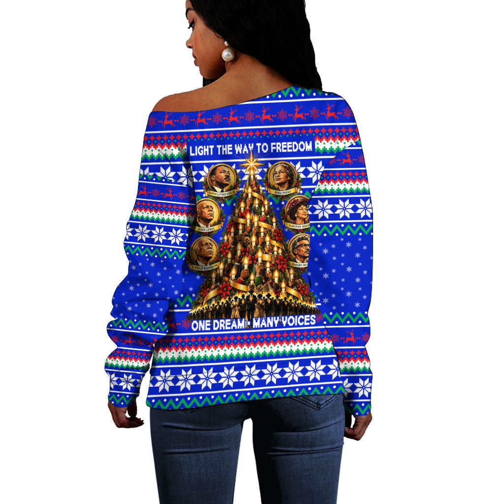 Civil Rights Leaders Christmas Off Shoulder Sweater Pattern Vintage Retro Black History Freedom Art