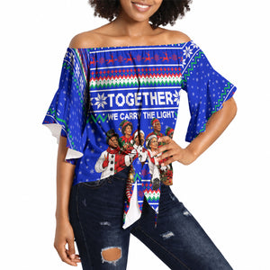 Civil Rights Leaders Christmas Off Shoulder Wrap Waist Top Pattern Vintage Retro Black History Freedom Art