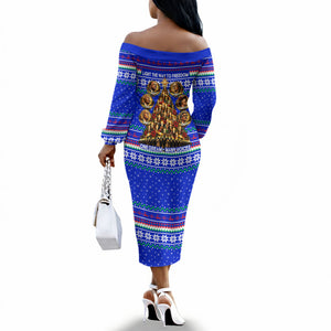 Civil Rights Leaders Christmas Off The Shoulder Long Sleeve Dress Pattern Vintage Retro Black History Freedom Art