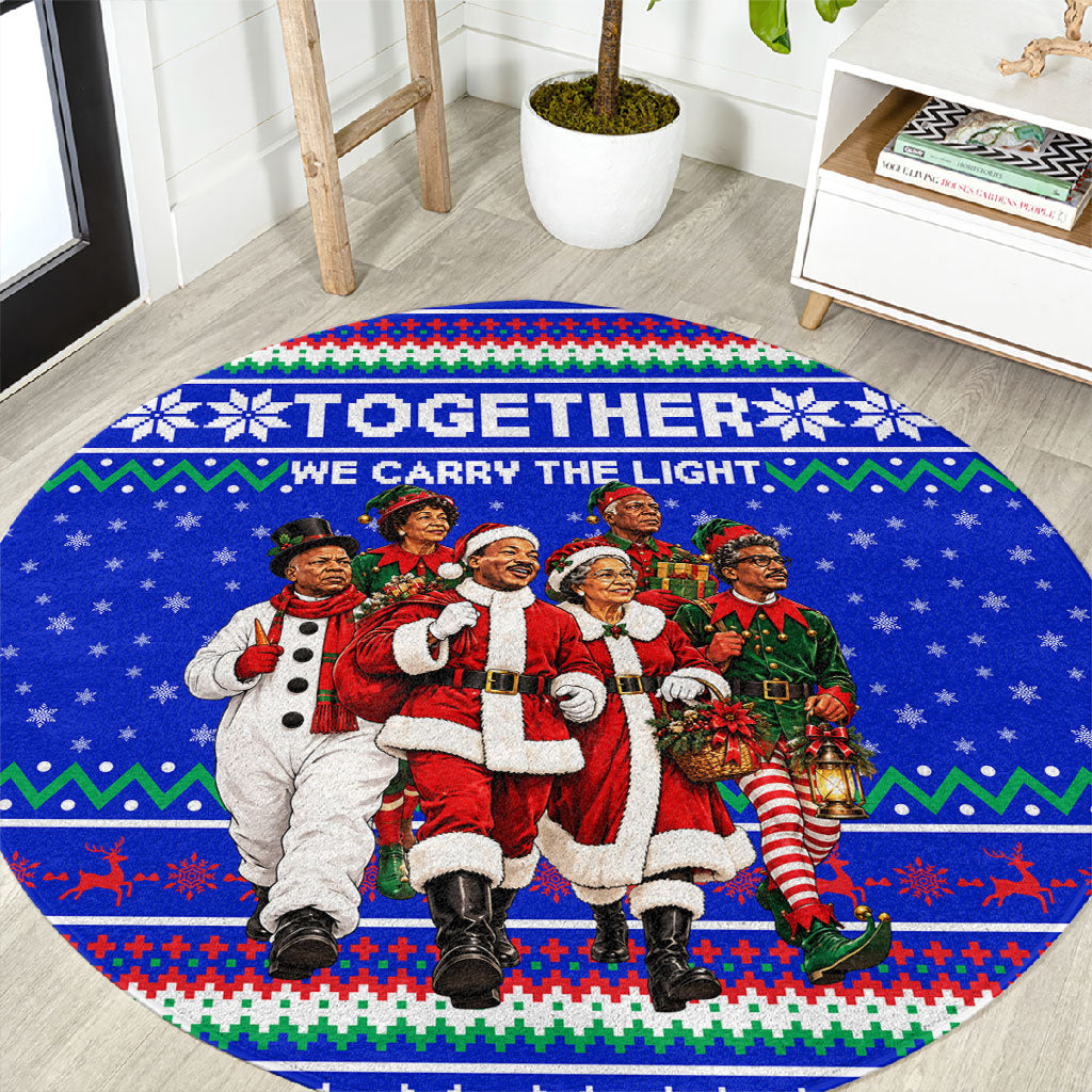 Civil Rights Leaders Christmas Round Carpet Pattern Vintage Retro Black History Freedom Art