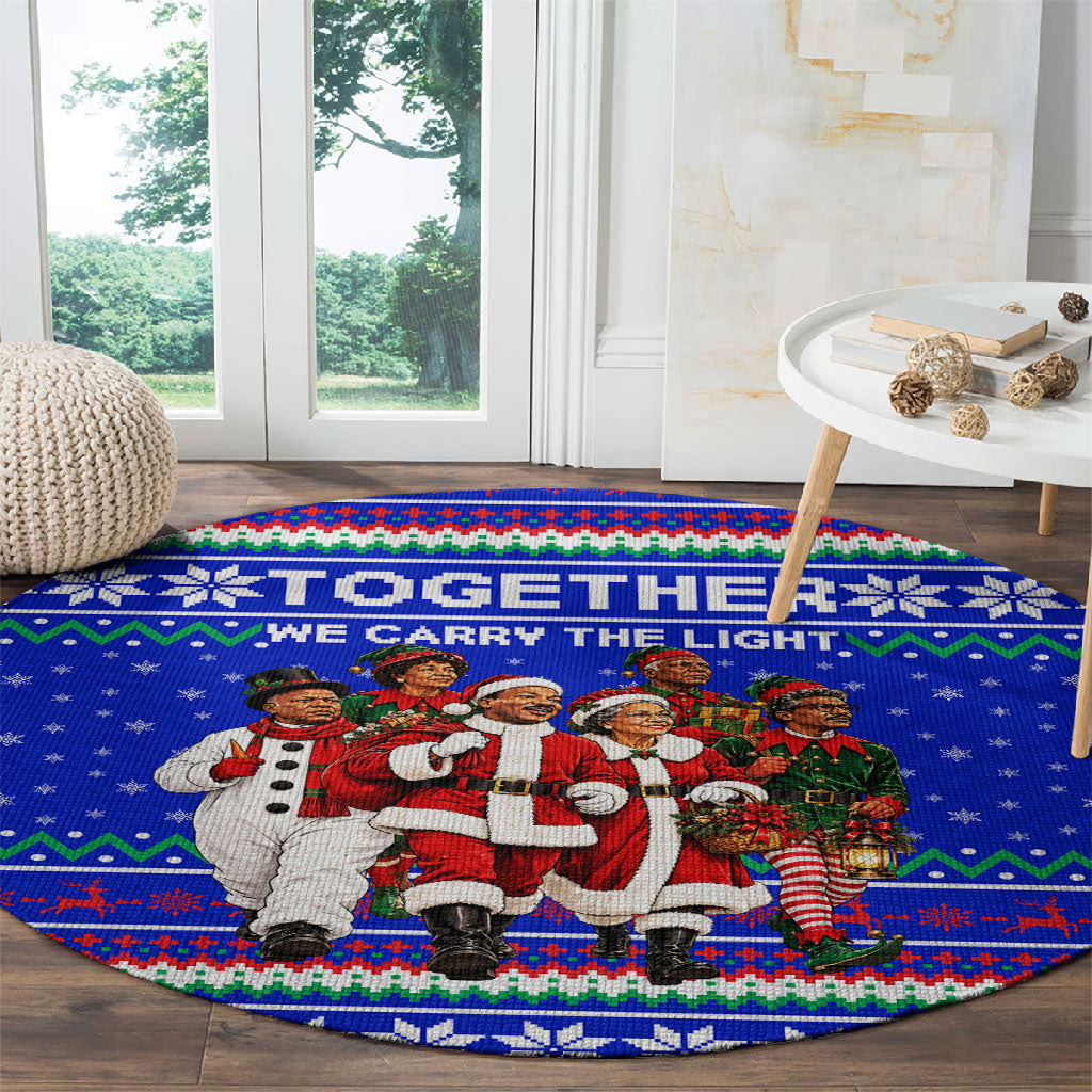 Civil Rights Leaders Christmas Round Carpet Pattern Vintage Retro Black History Freedom Art