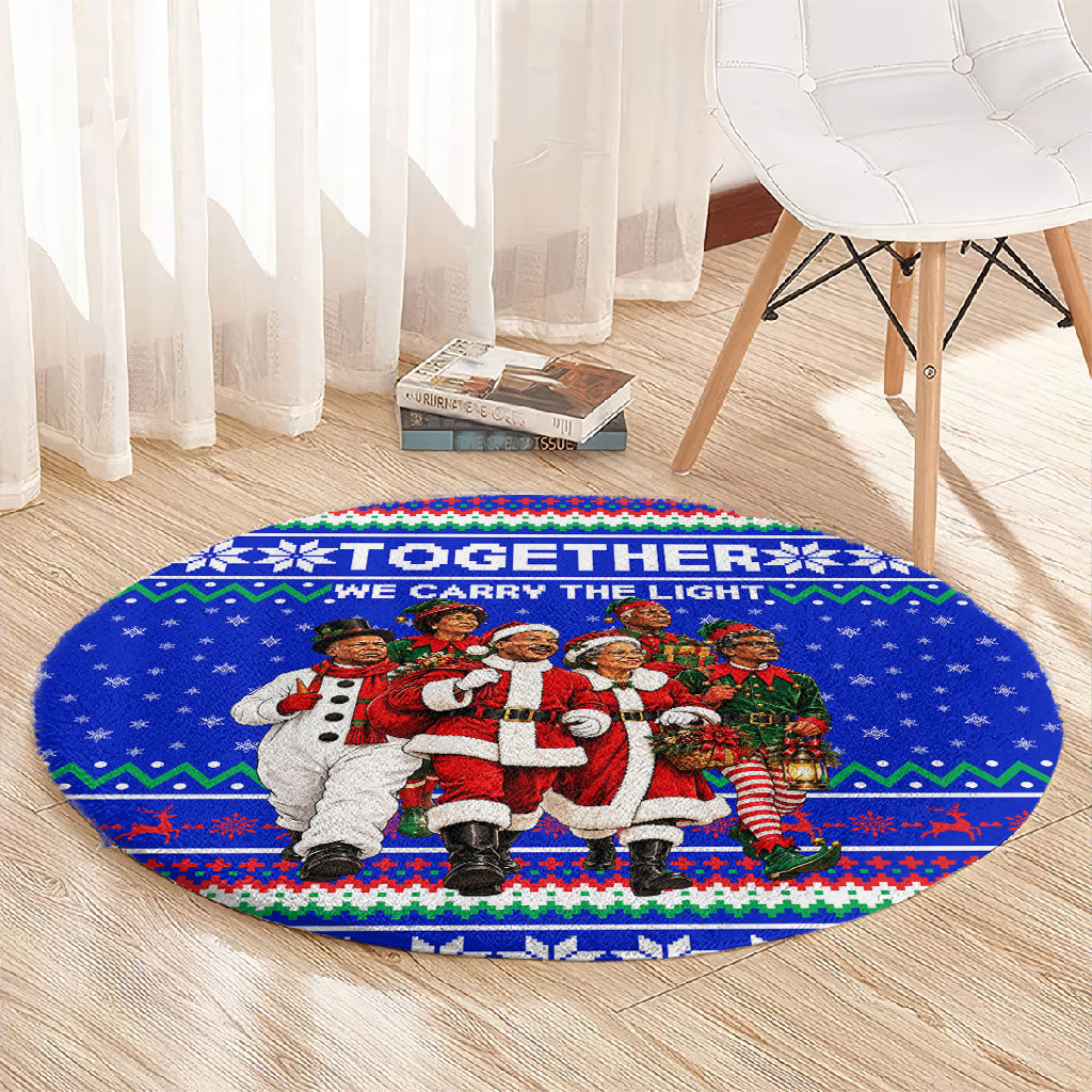 Civil Rights Leaders Christmas Round Carpet Pattern Vintage Retro Black History Freedom Art