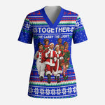 Civil Rights Leaders Christmas Scrub Top Pattern Vintage Retro Black History Freedom Art