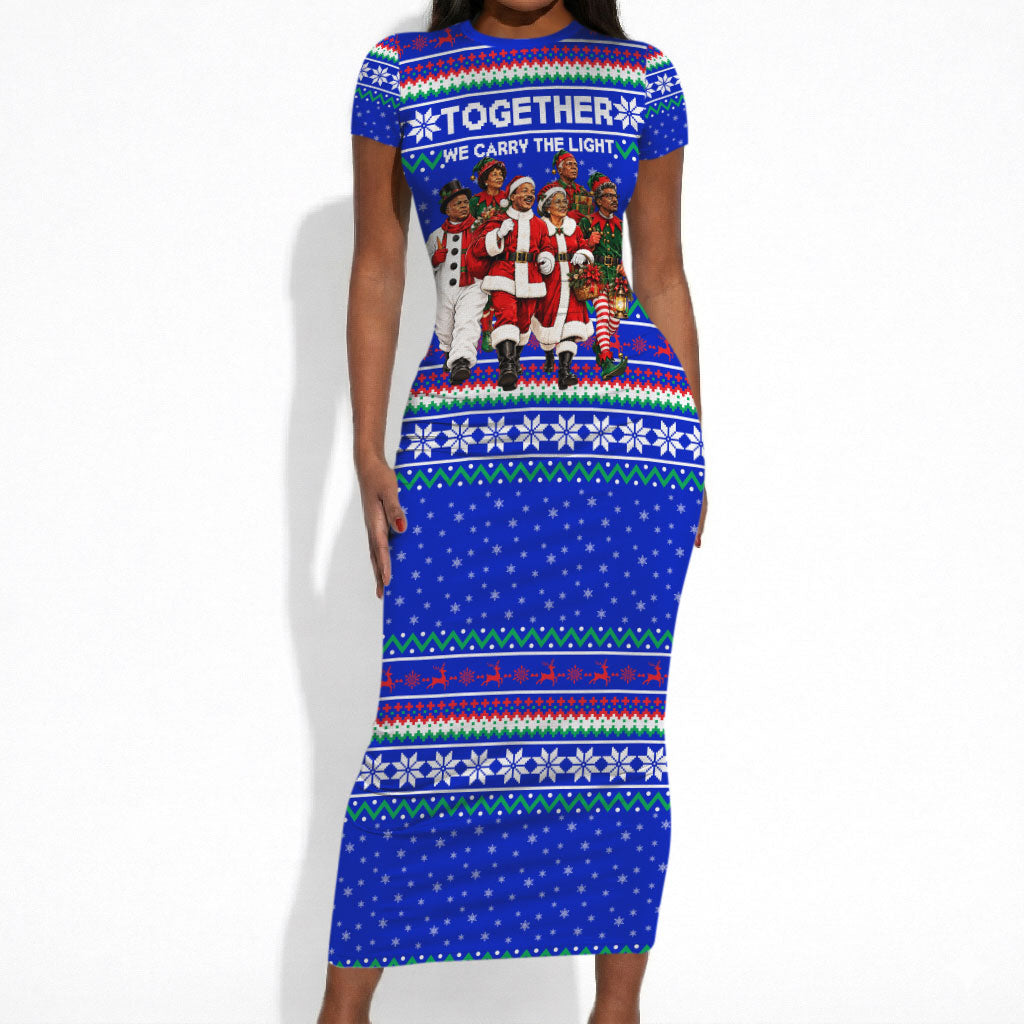 Civil Rights Leaders Christmas Short Sleeve Bodycon Dress Pattern Vintage Retro Black History Freedom Art