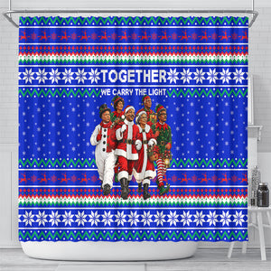 Civil Rights Leaders Christmas Shower Curtain Pattern Vintage Retro Black History Freedom Art
