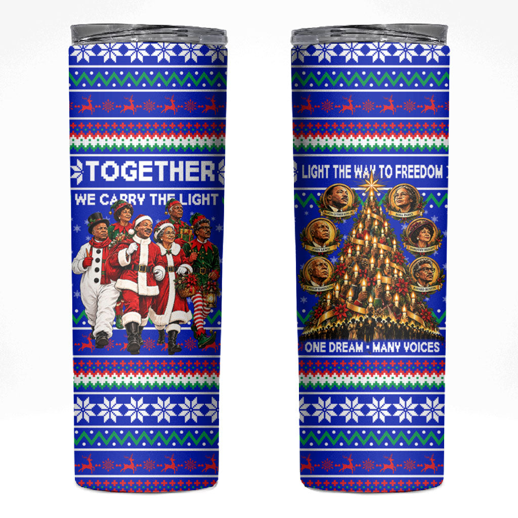 Civil Rights Leaders Christmas Skinny Tumbler Pattern Vintage Retro Black History Freedom Art