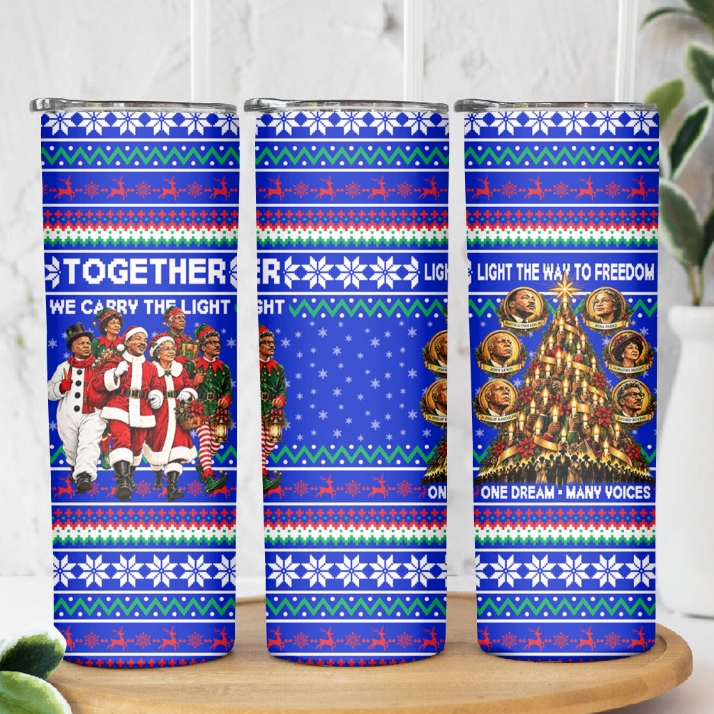 Civil Rights Leaders Christmas Skinny Tumbler Pattern Vintage Retro Black History Freedom Art