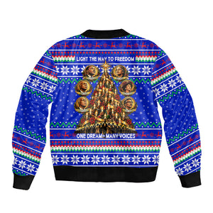 Civil Rights Leaders Christmas Sleeve Zip Bomber Jacket Pattern Vintage Retro Black History Freedom Art