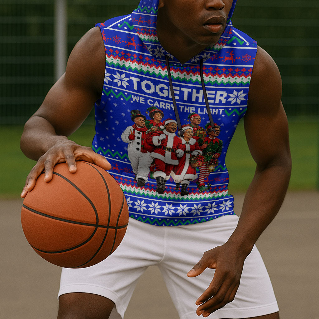 Civil Rights Leaders Christmas Sleeveless Hoodie Pattern Vintage Retro Black History Freedom Art