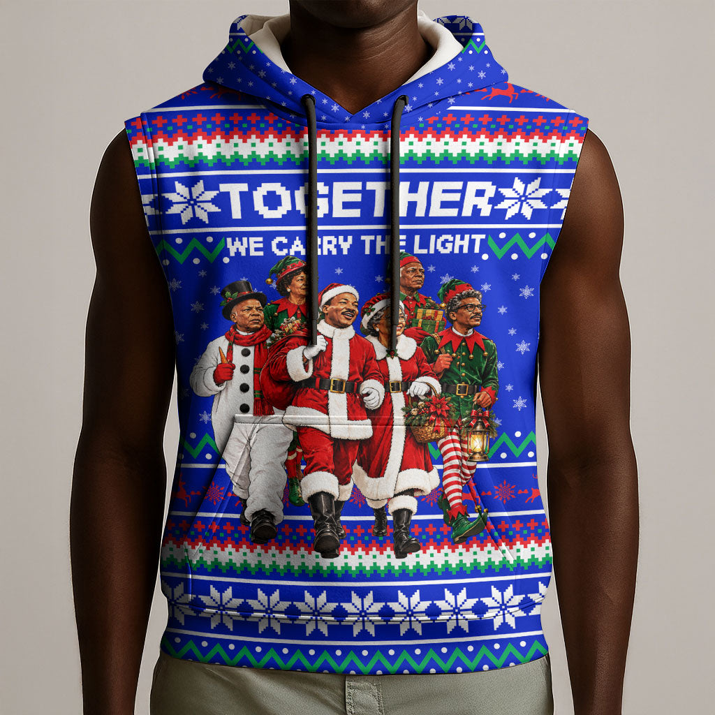 Civil Rights Leaders Christmas Sleeveless Hoodie Pattern Vintage Retro Black History Freedom Art