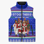 Civil Rights Leaders Christmas Sleeveless Puffer Jacket Pattern Vintage Retro Black History Freedom Art