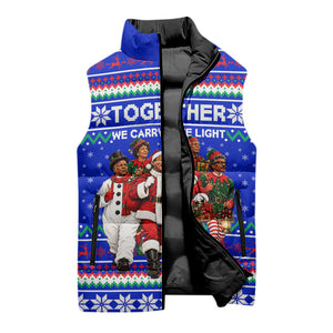 Civil Rights Leaders Christmas Sleeveless Puffer Jacket Pattern Vintage Retro Black History Freedom Art