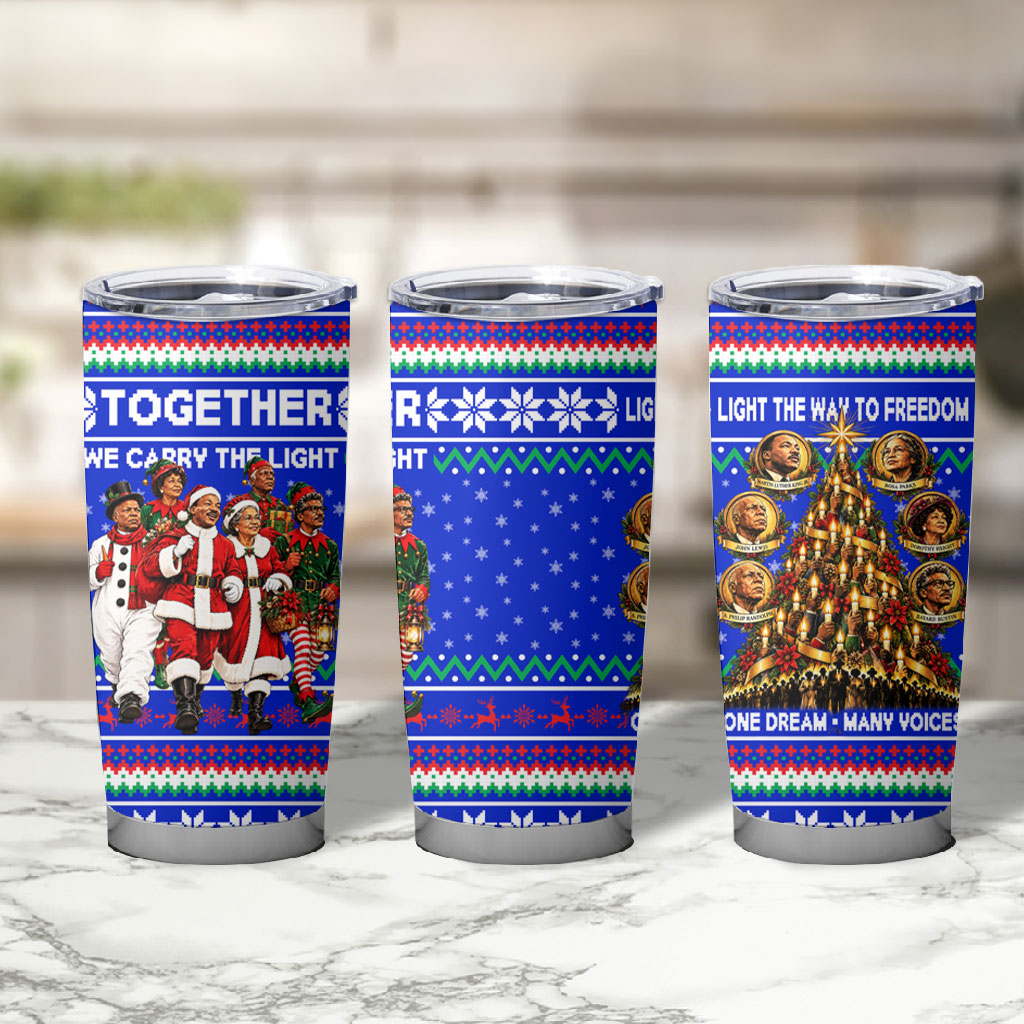 Civil Rights Leaders Christmas Tumbler Cup Pattern Vintage Retro Black History Freedom Art