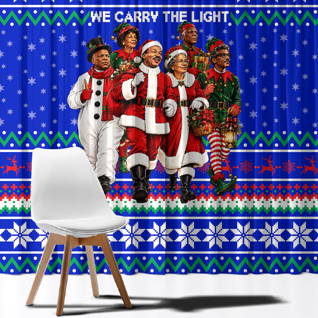 Civil Rights Leaders Christmas Window Curtain Pattern Vintage Retro Black History Freedom Art