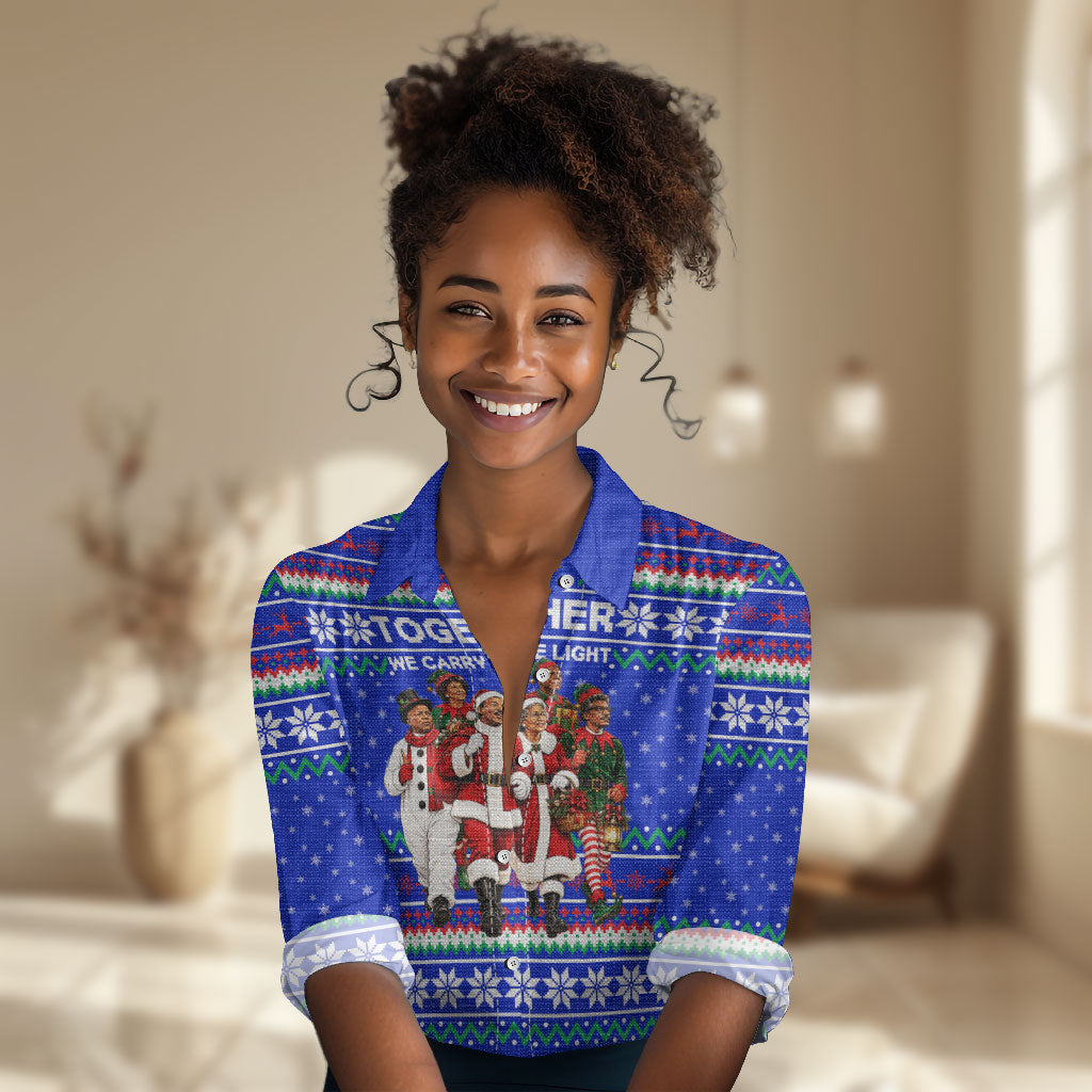 Civil Rights Leaders Christmas Women Casual Shirt Pattern Vintage Retro Black History Freedom Art