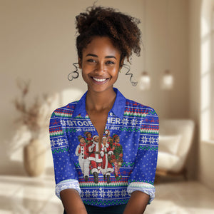 Civil Rights Leaders Christmas Women Casual Shirt Pattern Vintage Retro Black History Freedom Art
