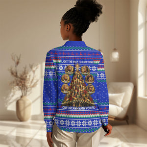 Civil Rights Leaders Christmas Women Casual Shirt Pattern Vintage Retro Black History Freedom Art