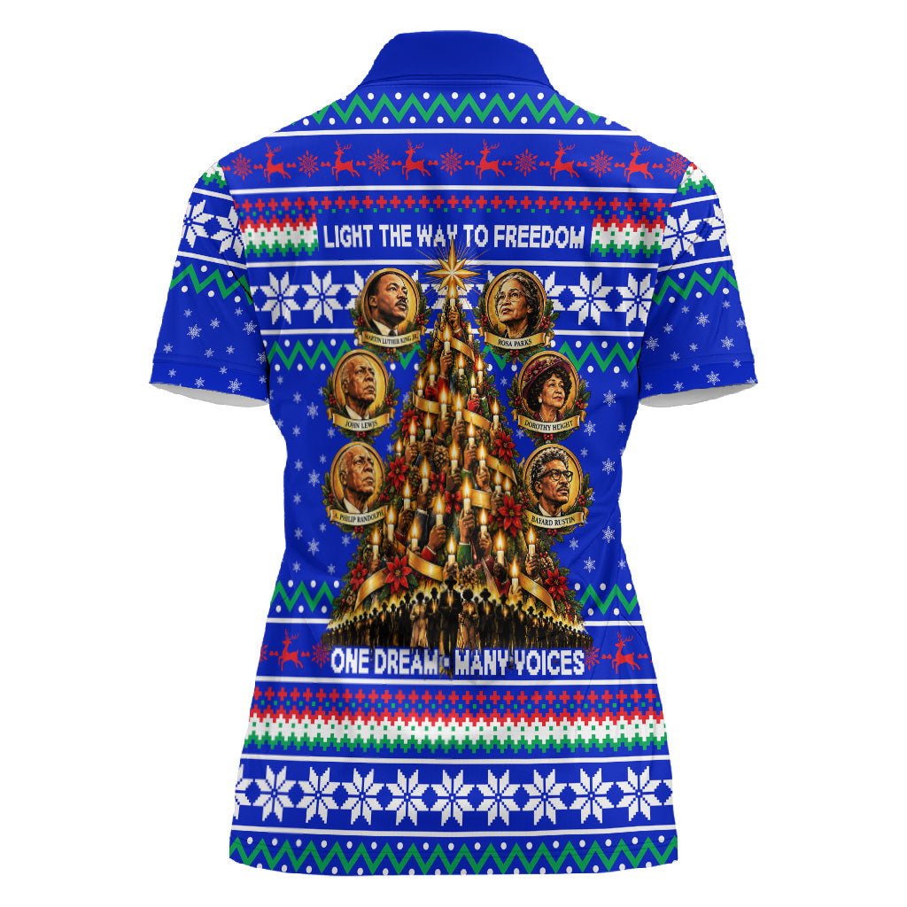 Civil Rights Leaders Christmas Women Polo Shirt Pattern Vintage Retro Black History Freedom Art