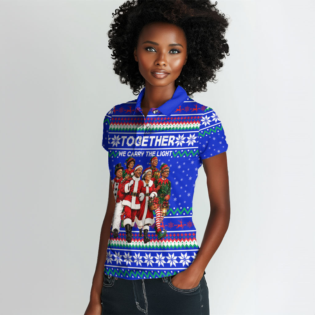 Civil Rights Leaders Christmas Women Polo Shirt Pattern Vintage Retro Black History Freedom Art