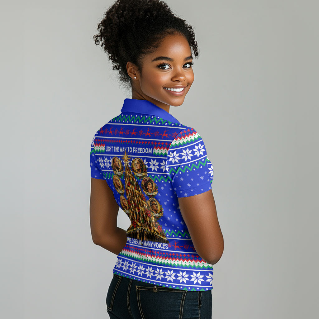 Civil Rights Leaders Christmas Women Polo Shirt Pattern Vintage Retro Black History Freedom Art