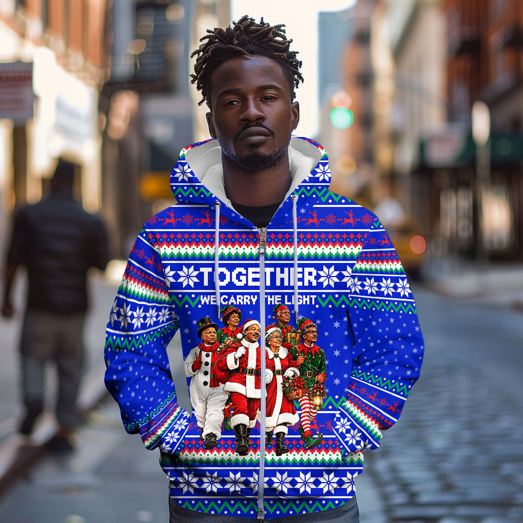 Civil Rights Leaders Christmas Zip Hoodie Pattern Vintage Retro Black History Freedom Art