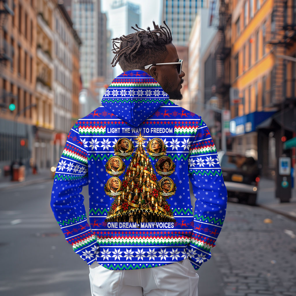 Civil Rights Leaders Christmas Zip Hoodie Pattern Vintage Retro Black History Freedom Art