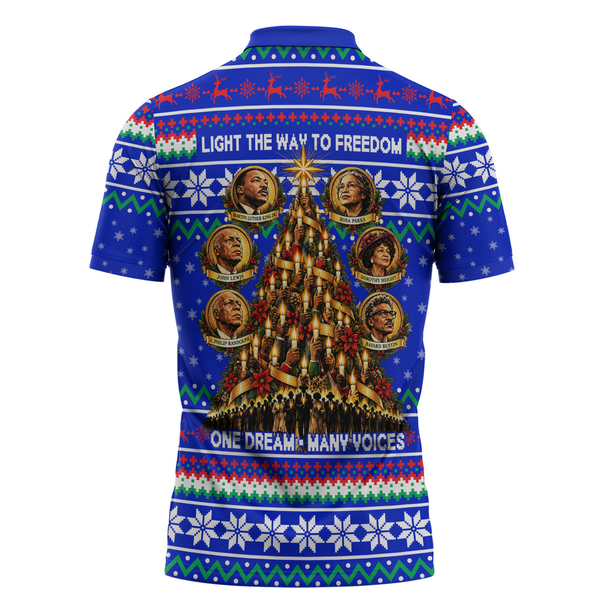 Civil Rights Leaders Christmas Zipper Polo Shirt Pattern Vintage Retro Black History Freedom Art