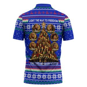 Civil Rights Leaders Christmas Zipper Polo Shirt Pattern Vintage Retro Black History Freedom Art