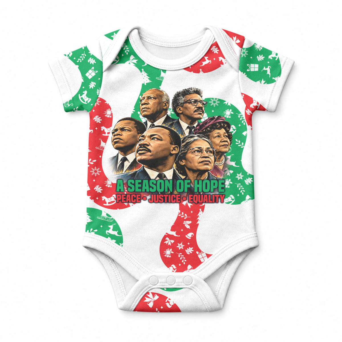 Civil Rights Leaders Christmas Baby Onesie Vintage Black History Hope Freedom Art